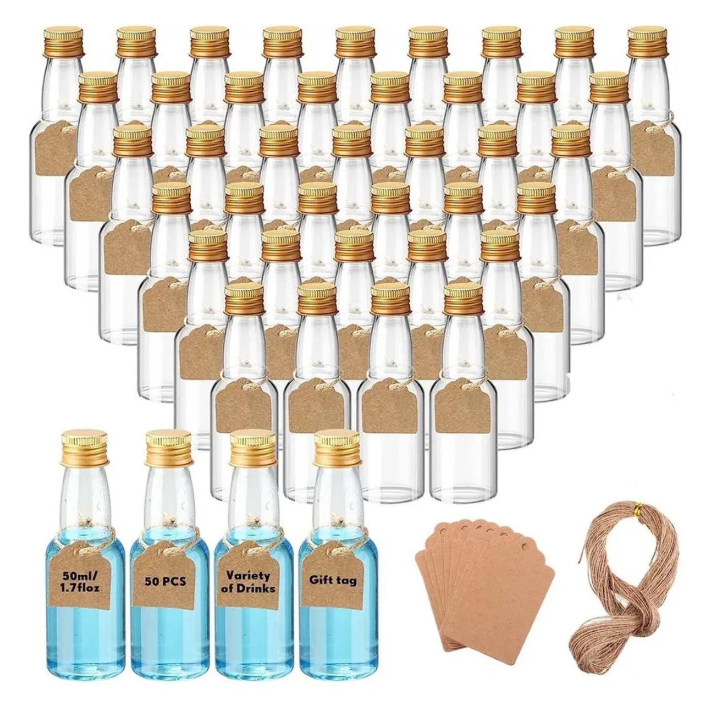Set de 50 botellas de plástico para recuerdos