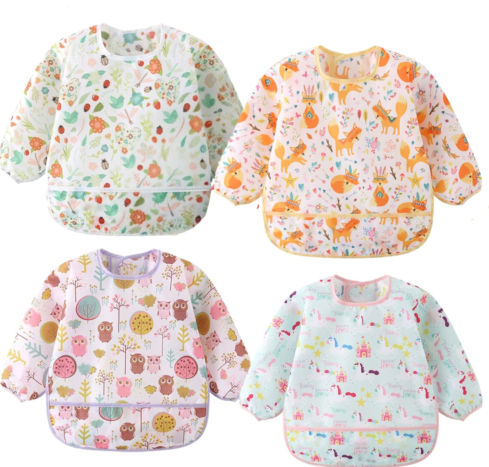 Set de 4 baberos con mangas