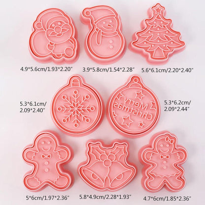 8 unids/set de cortadores de galletas con tema de Navidad