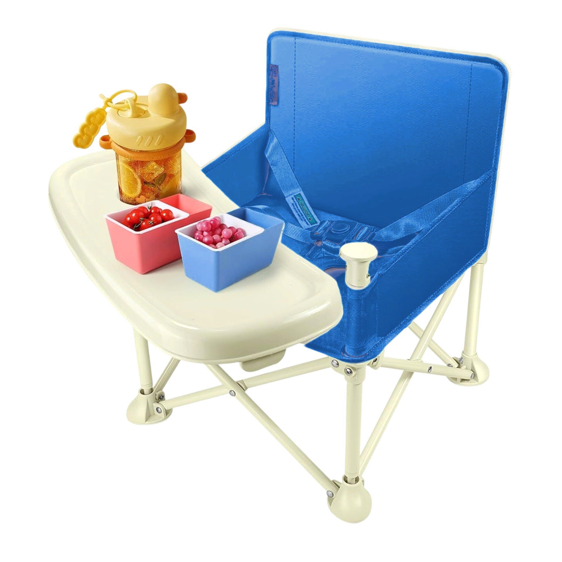 Q-MIULIKE - Silla elevadora portátil con bandeja plegable para bebés, Azul