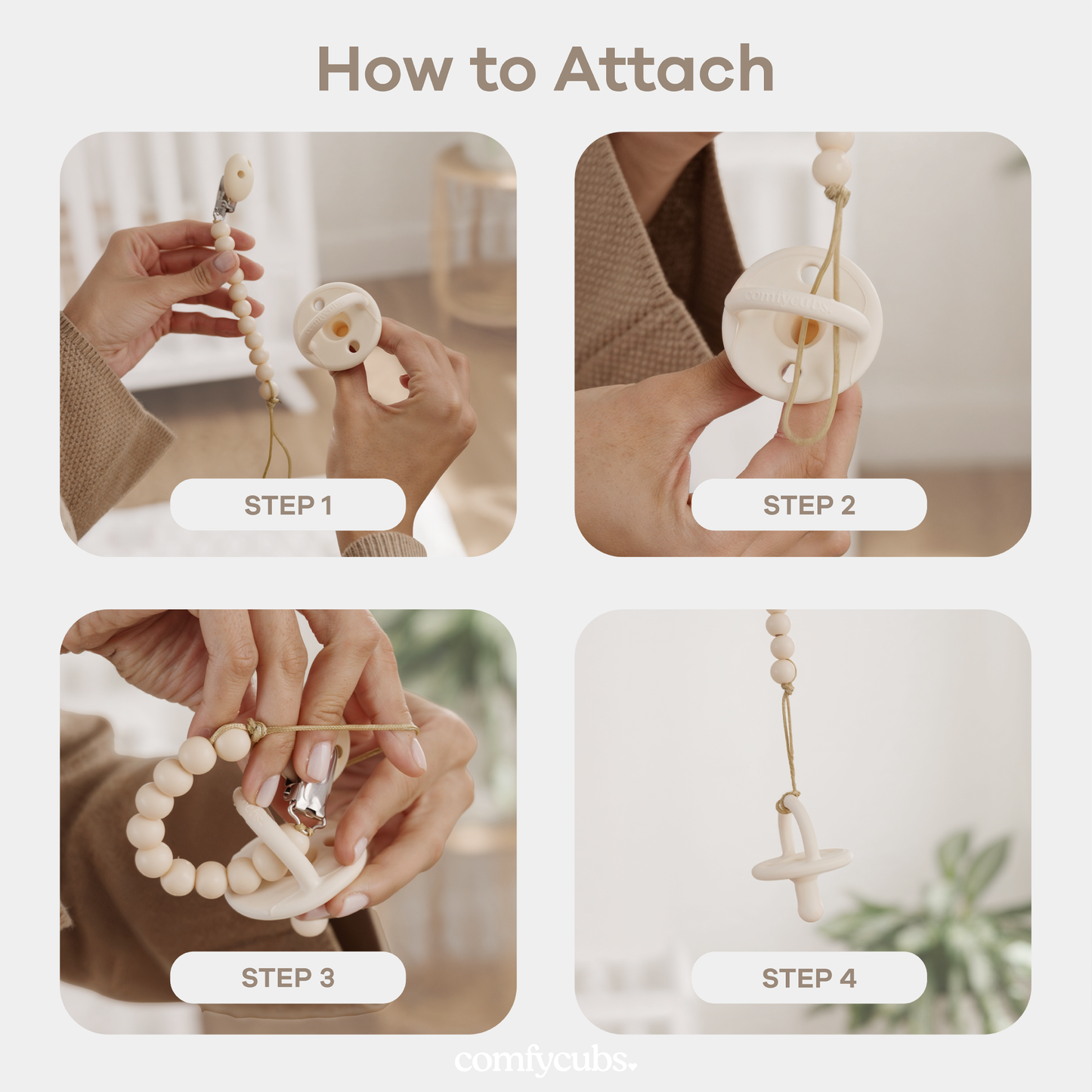 Comfy Cubs- Clips de madera para chupetes, 2uds