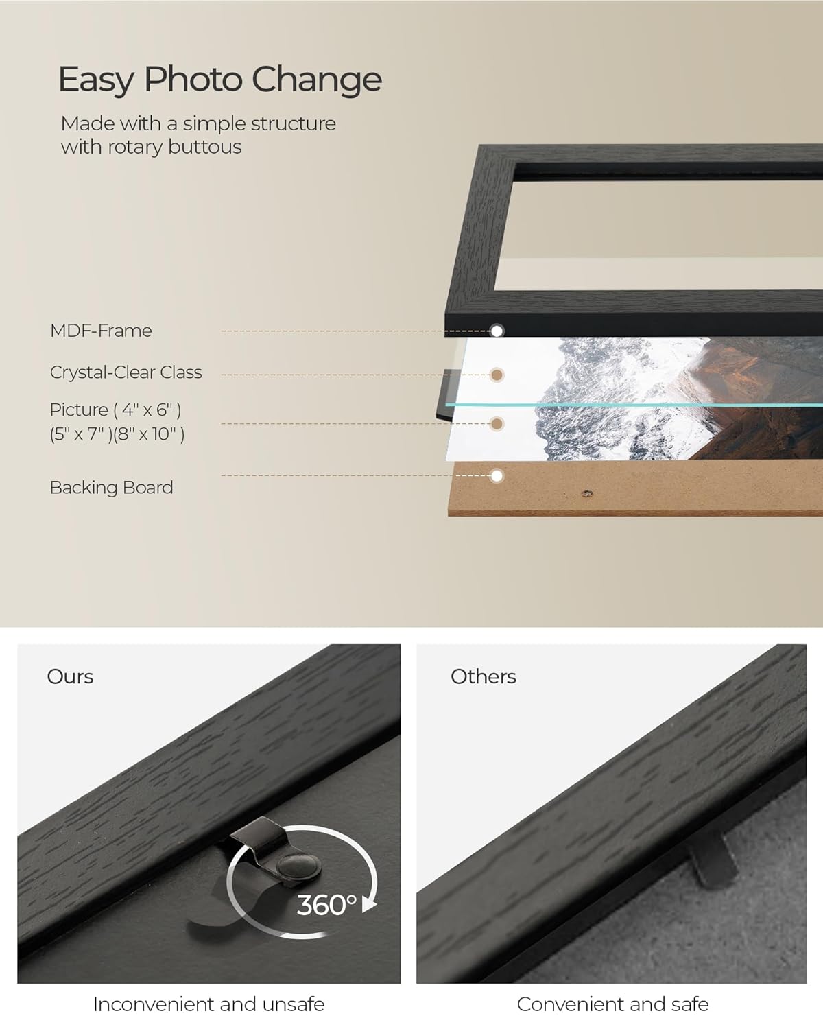 SANGMUCEN - Paquete de 10 marcos de fotos para collage de pared, color negro