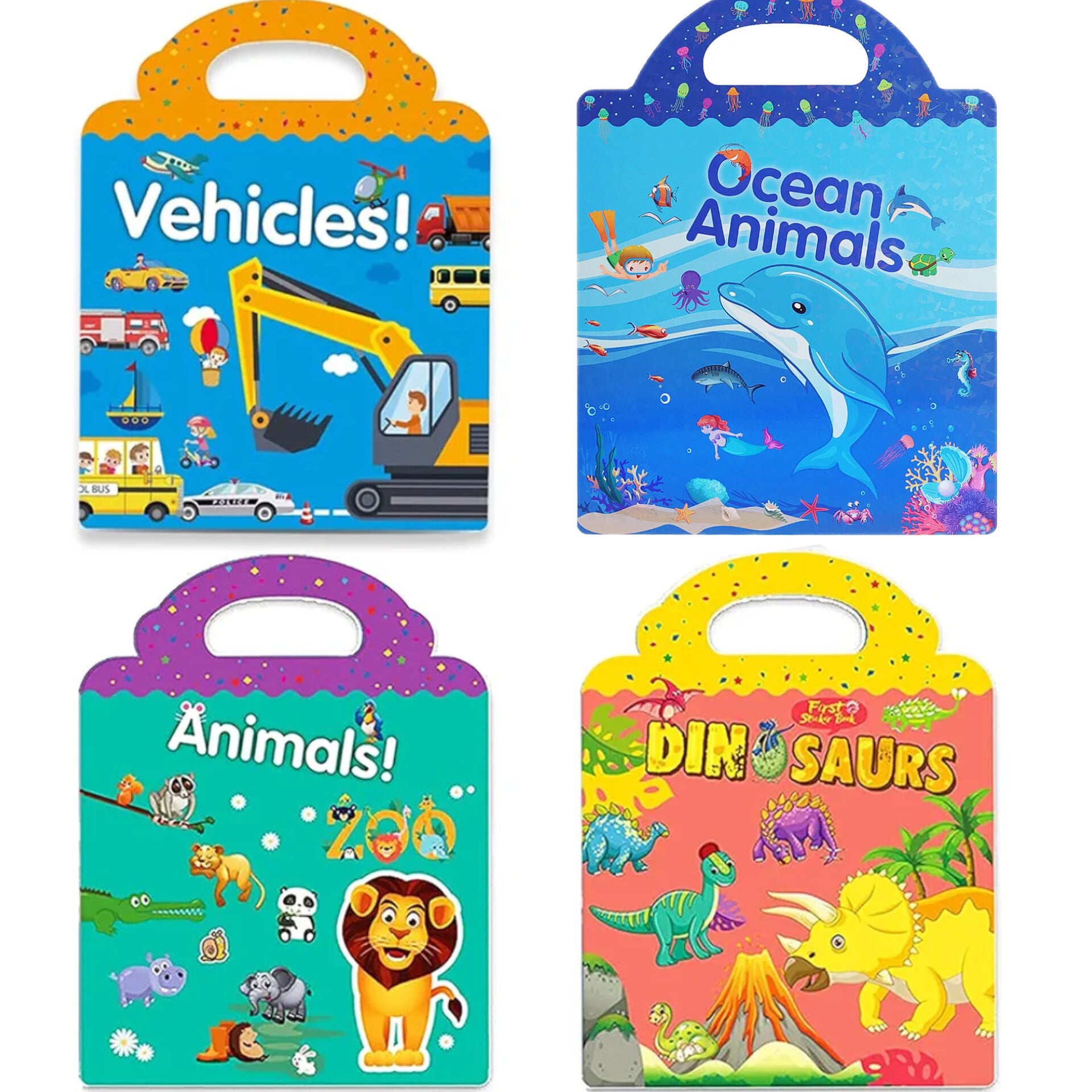 4 libros de calcomanías reutilizables para niños