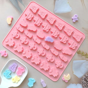 Set de 2 moldes de silicona, diseños para baby shower