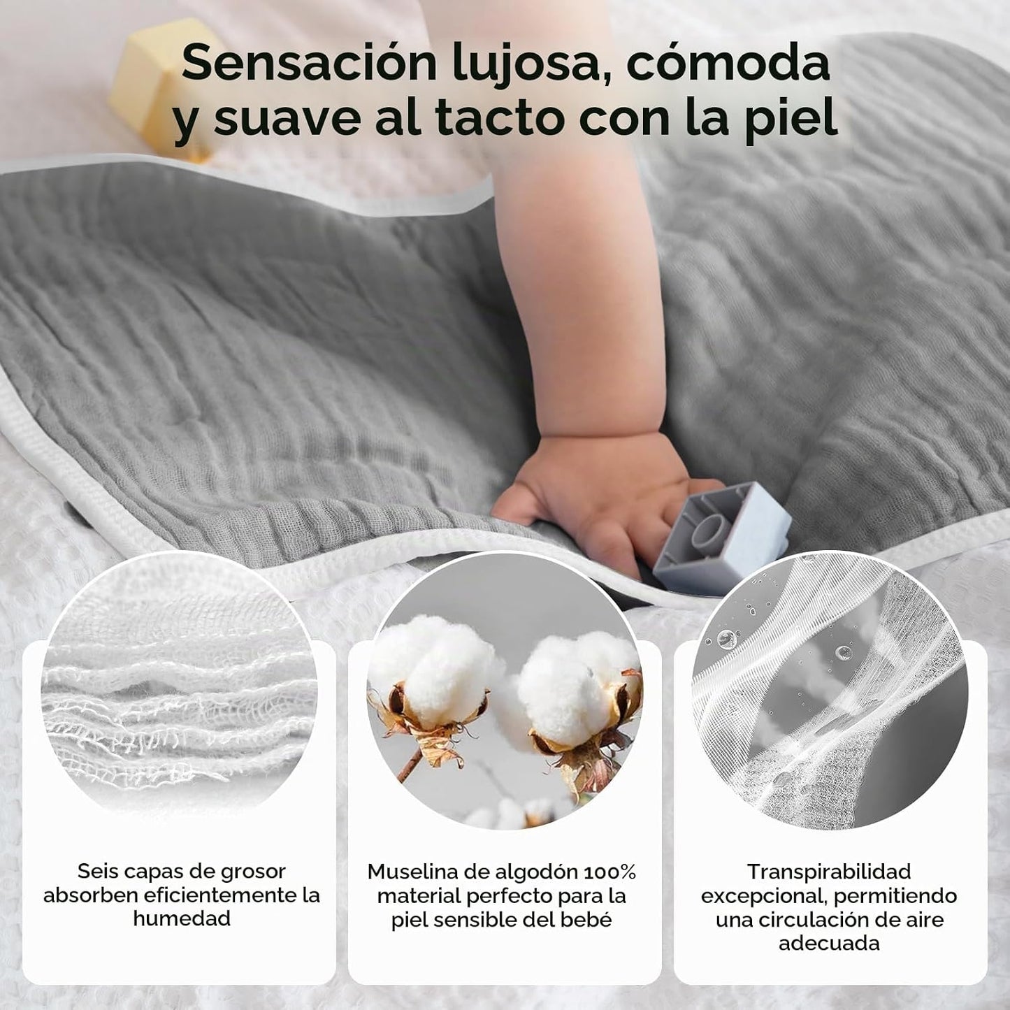 Set de paños de muselina para eructos, 6pcs