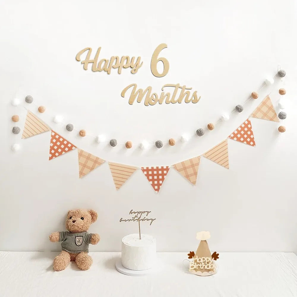 Cartel de feliz 6 meses de tela de fieltro