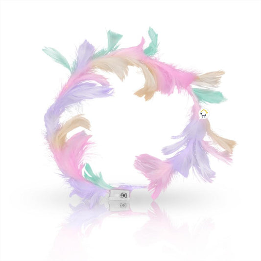 Paquete de coronas de plumas con luces LED, 45 uds