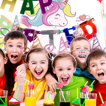 18 diademas de unicornio para fiesta de cumpleaños