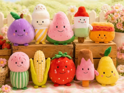 Manhattan Toy- 12 Peluches de comida de 5"
