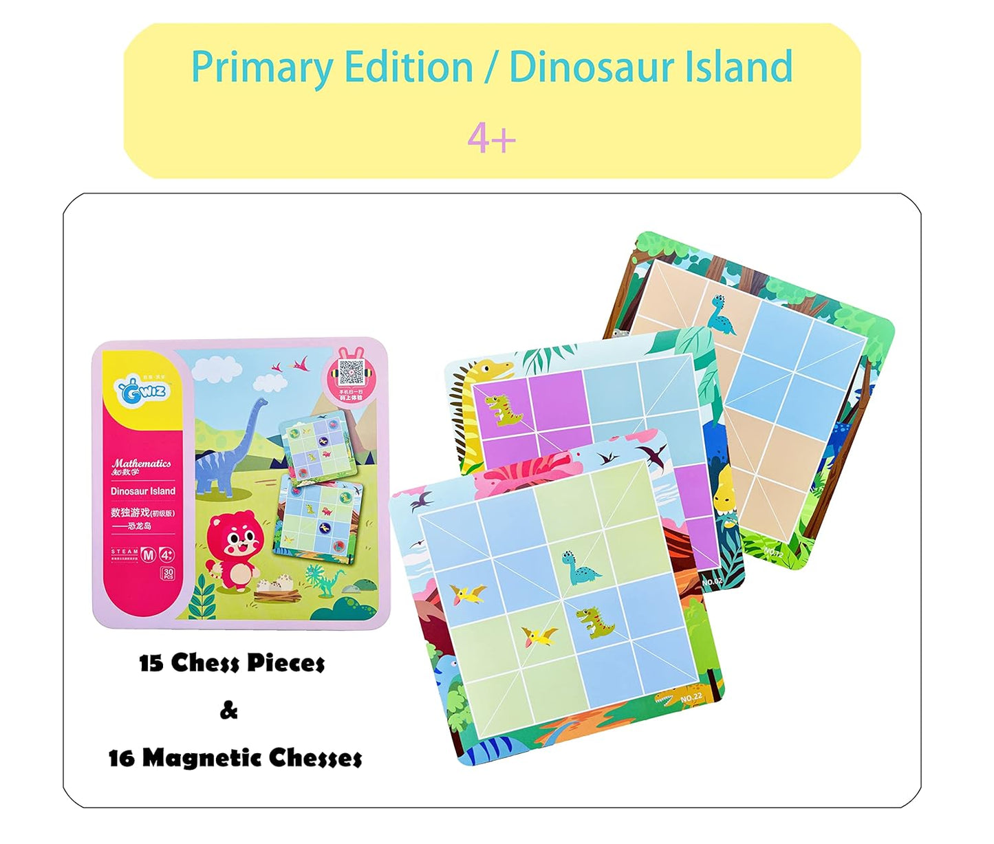 GWiz- Sudoku con Piezas magnéticas de ajedrez de dinosaurio de uso repetido