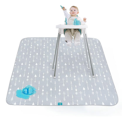 Biloban- Alfombrilla antisalpicaduras para debajo de silla alta, 46x42", flechas gris