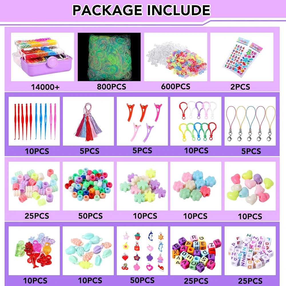 Kit de Fabricación de Pulseras de Banda de Goma de 18500+