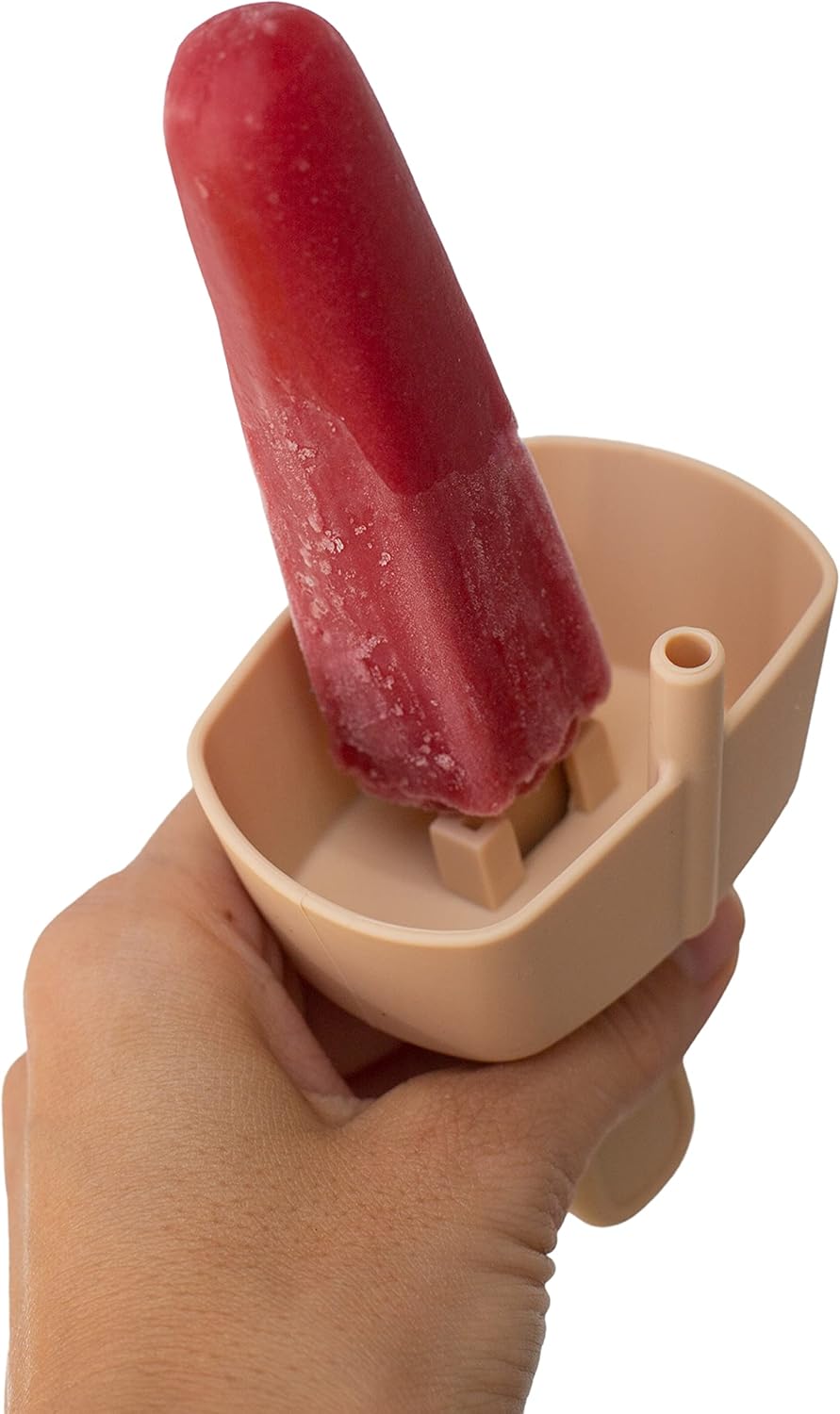 Mango Co. Porta paletas de silicona con pajita antigoteo (paquete de 2) beige