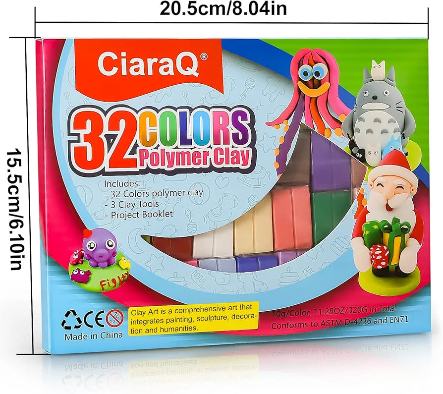 CiaraQ - Juego de arcilla para modelar pequeña, 32 colores