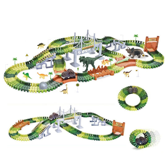 Juego de Pista Flexible para Armar de Dinosaurios Eléctrica de 216 Piezas