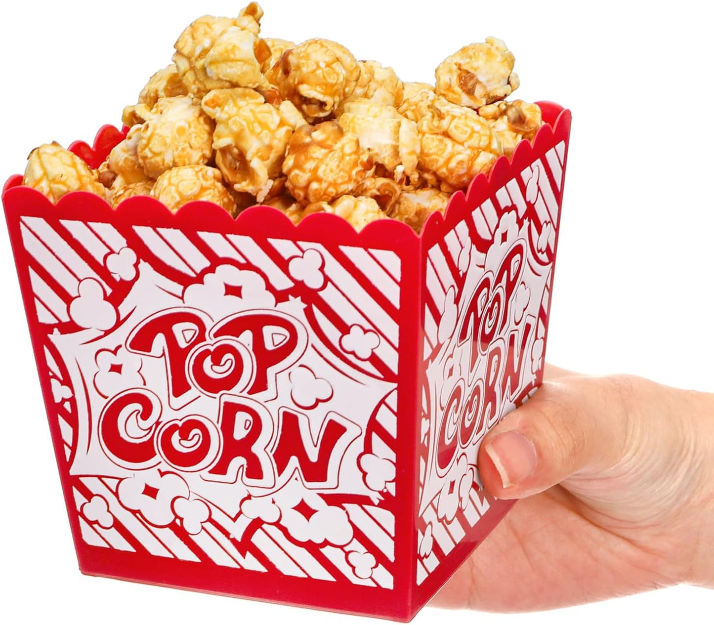 Paquete de 25 cajas de plástico reutilizables para palomitas de maíz, 3.8 x 3.8