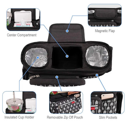 Lekebaby- Organizador de cochecito con portavasos aislado