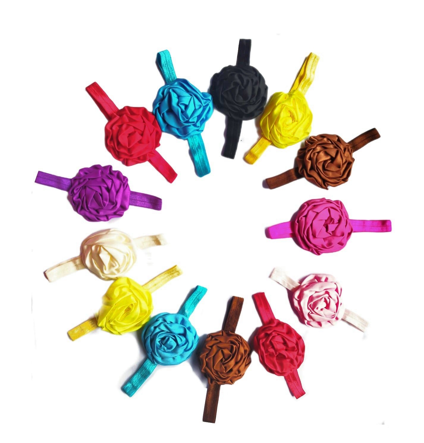 13 diademas para bebé de satín