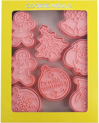 8 unids/set de cortadores de galletas con tema de Navidad
