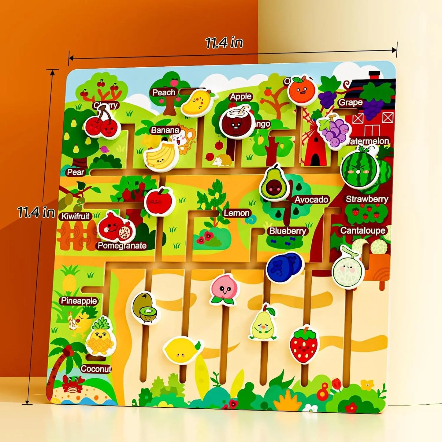 Laberinto De Frutas De Madera Montessori