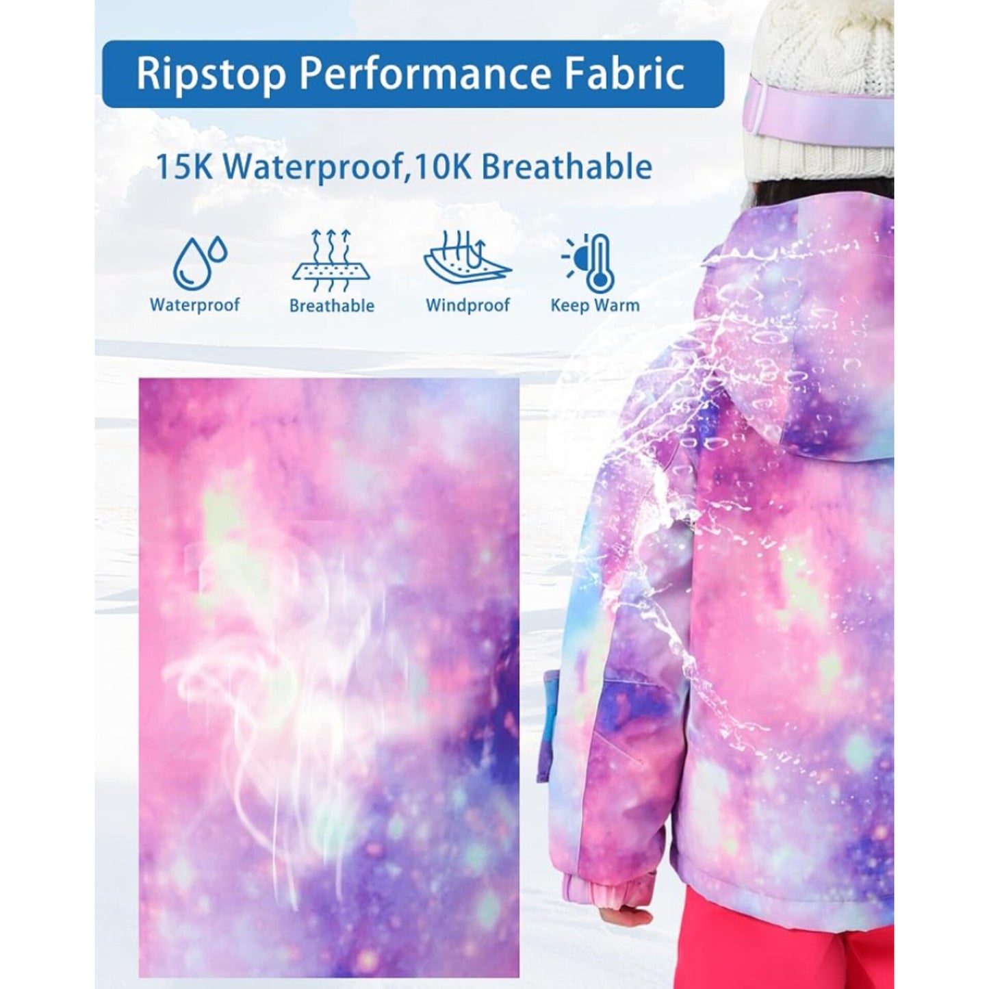 BGX Chaqueta Impermeable de Esquí y Nieve, talla 14