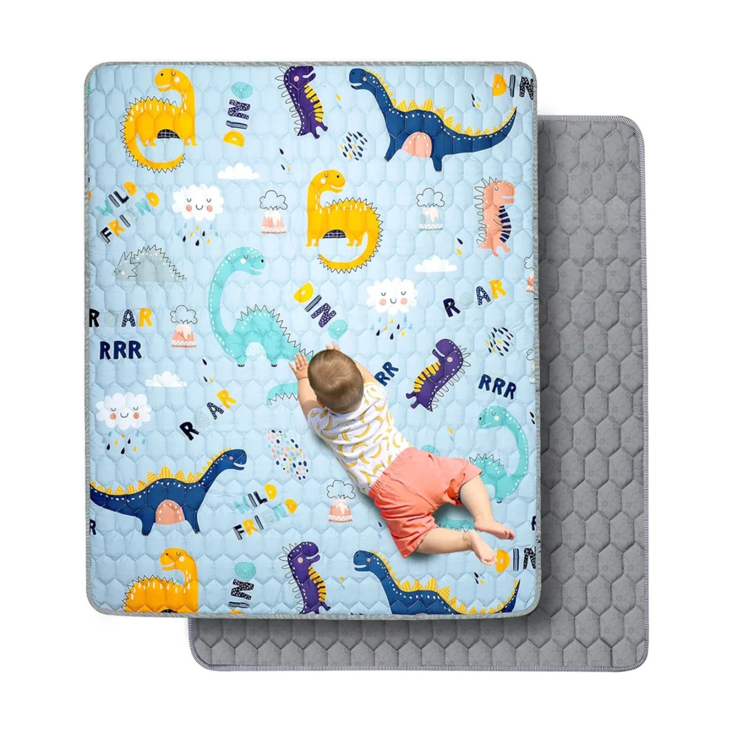 Tapete de juego de 71 x 59 pulgadas, diseño dino