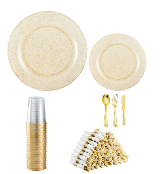 Set de vajilla con brillantina, 50 personas