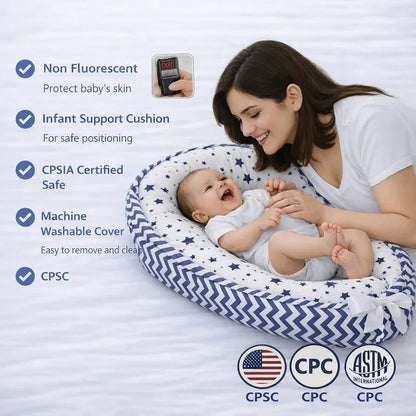 Tumbona infantil de algodón orgánico, reversible, ajustable y portátil