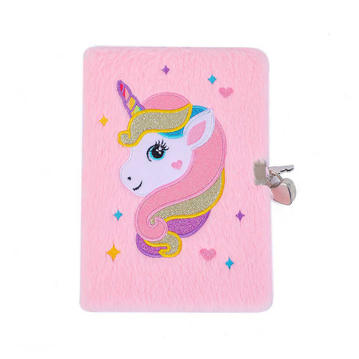 Diario de peluche esponjoso, unicornio