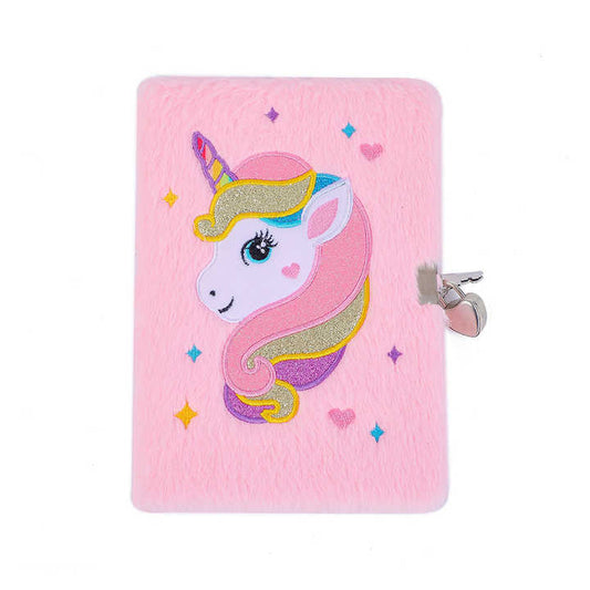 Diario de peluche esponjoso, unicornio