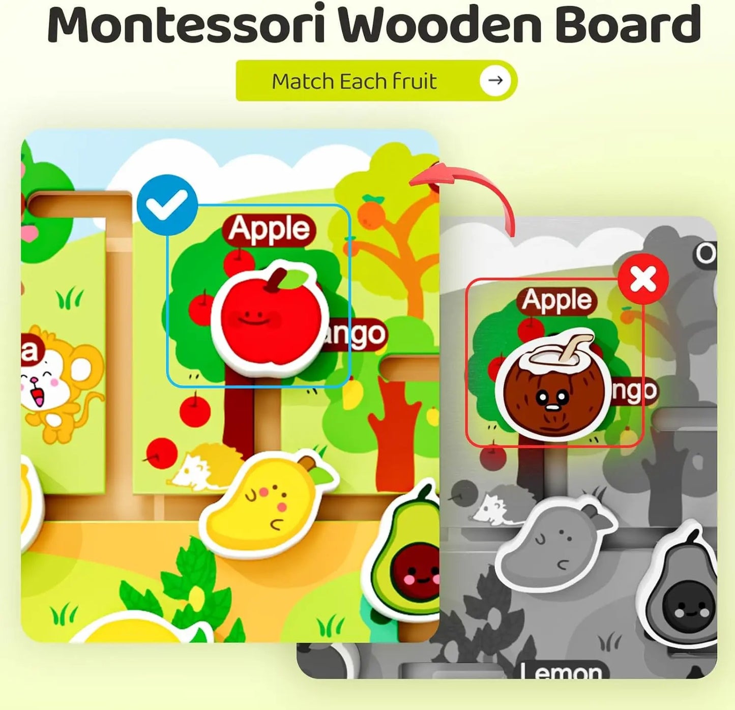 Laberinto De Frutas De Madera Montessori