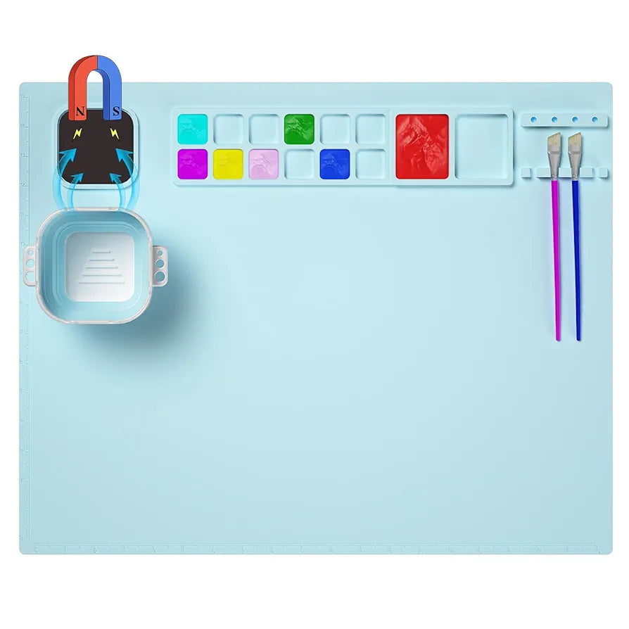 Tapete de silicona para manualidades, tapete de pintura de silicona de 20 x 16 pulgadas con taza