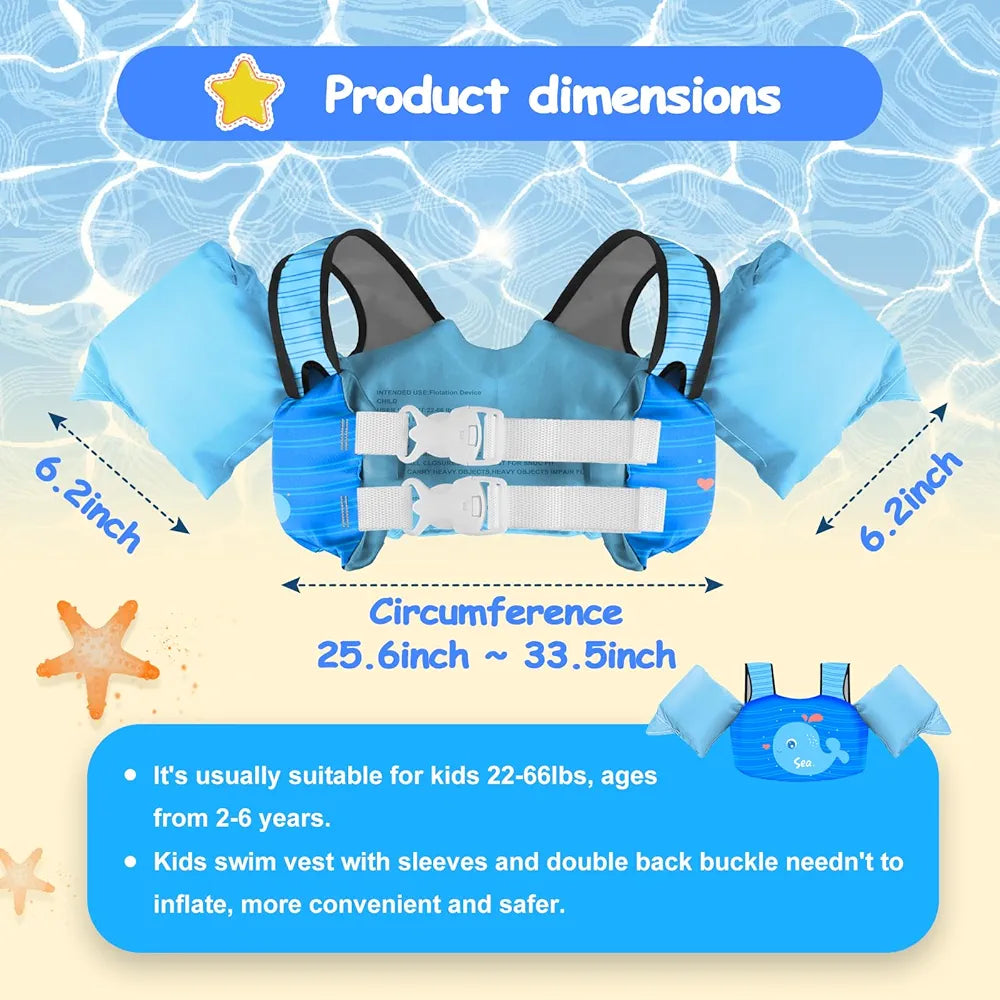 Chaleco de natación para niñas y niños, 30-50 libras