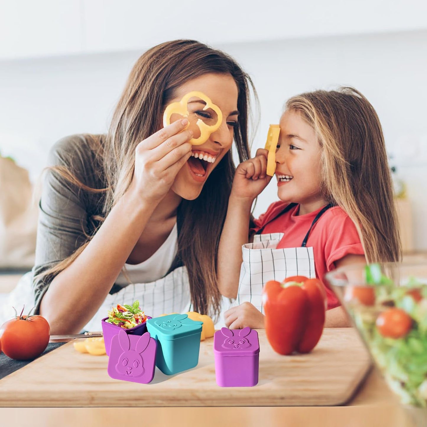 Contenedores de silicona, 2pcs, rosa/ naranja