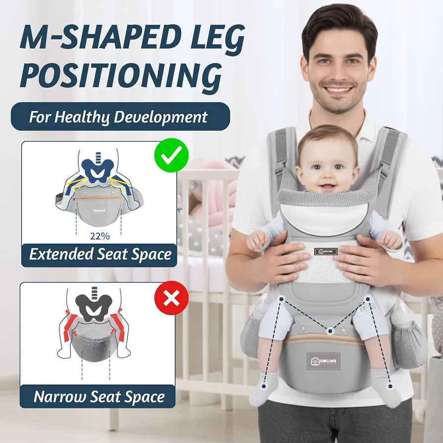 Portabebés ergonómico de cadera con asiento y soporte