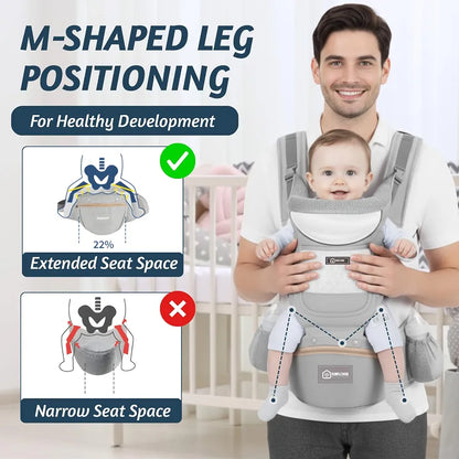Portabebés ergonómico de cadera con asiento y soporte