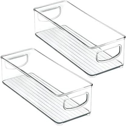 mDesign- Contenedores pequeños de plástico para almacenamiento, 2 pcs