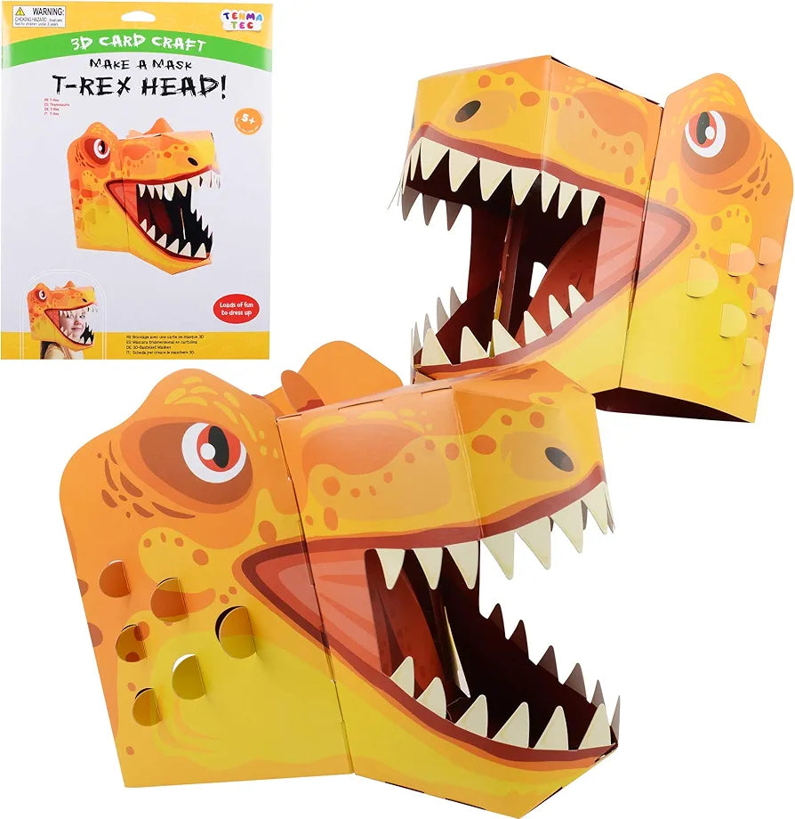 Mascara de cartón de dinosaurio, 1 ud