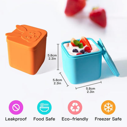 Contenedores de silicona, 2pcs, rosa/ naranja