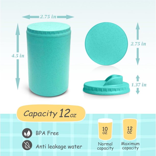 Teivio- 4 vasos de 295 ml (10 oz) de paja de trigo para niños