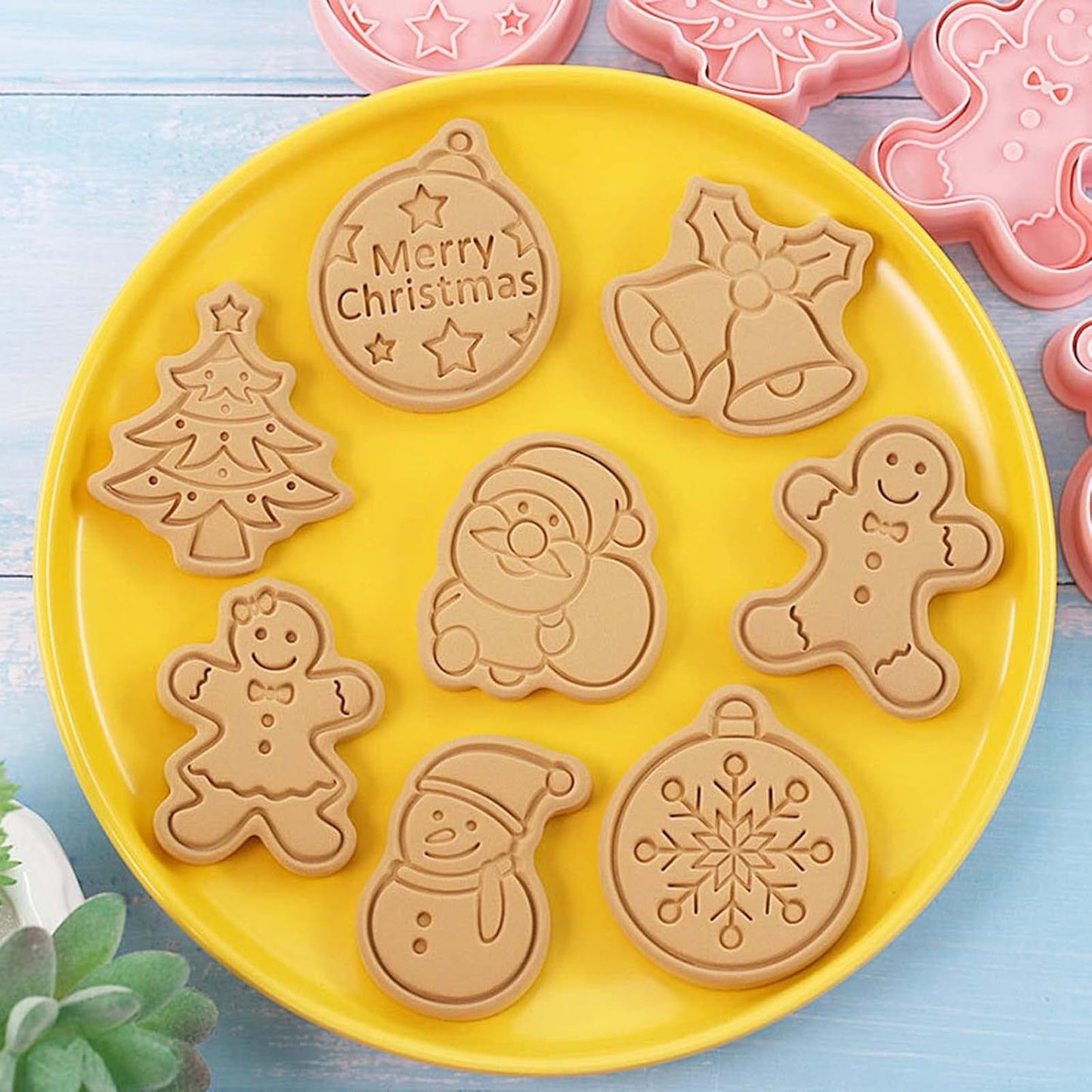 8 unids/set de cortadores de galletas con tema de Navidad