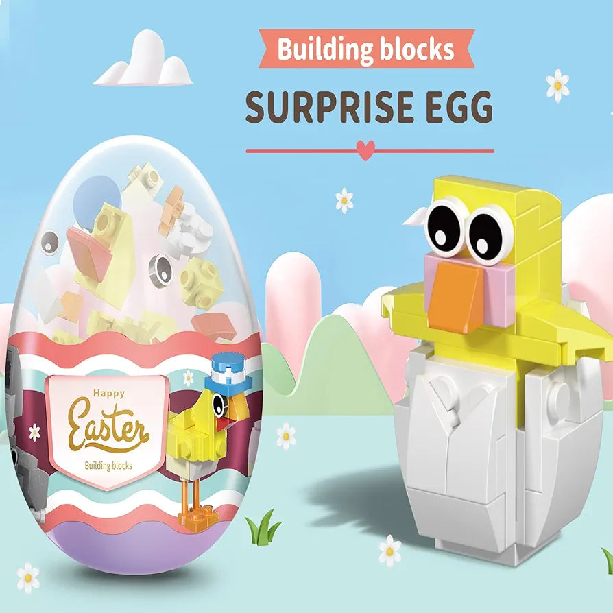10 Huevos de Pascua precargados con juguetes de armar (diseños pueden variar en el paquete)