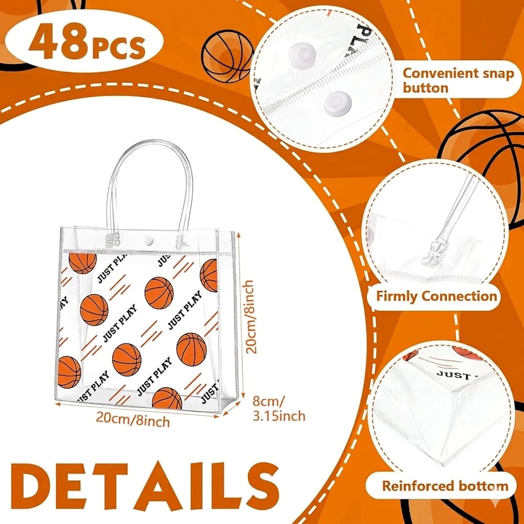 48 bolsas de plástico grueso, básquetbol