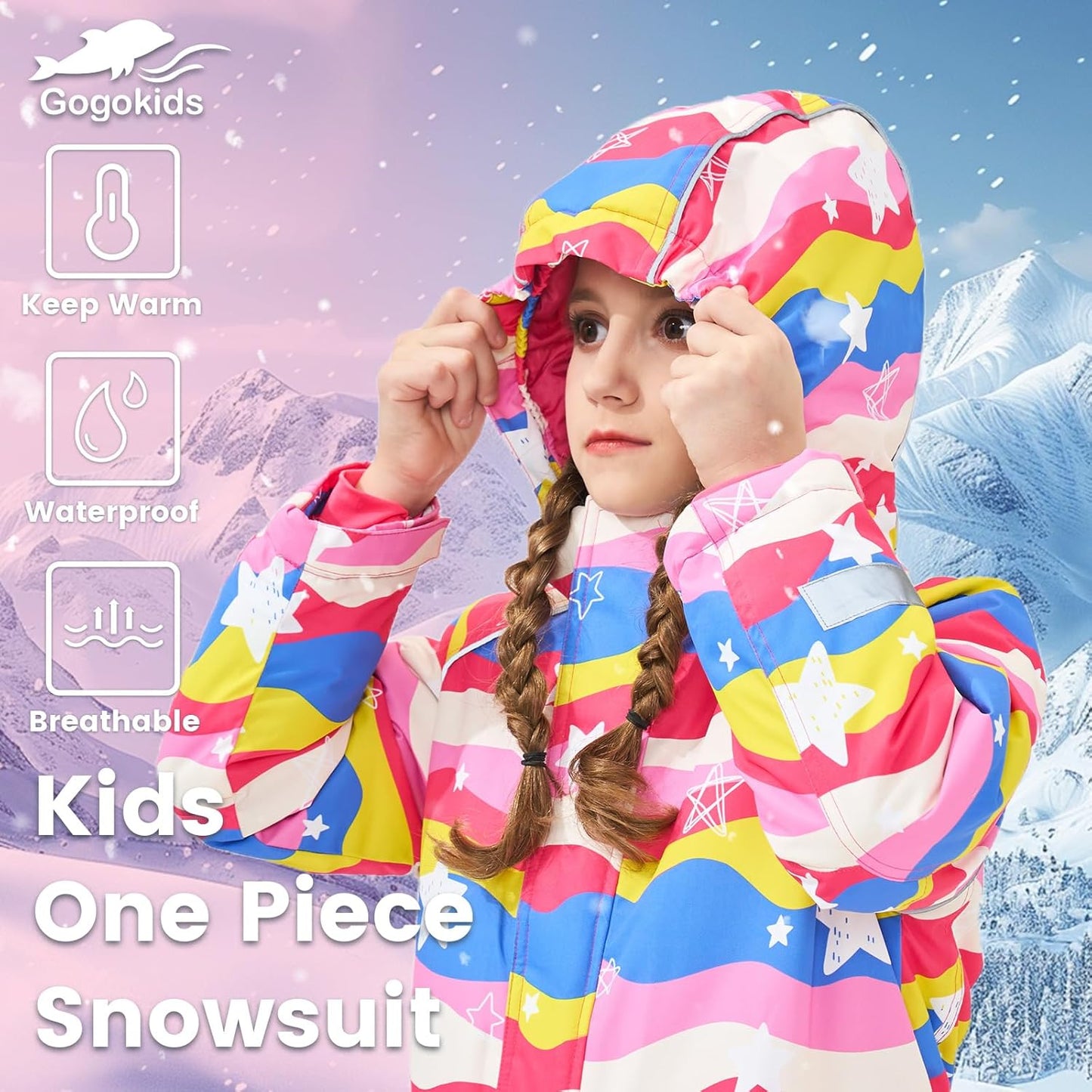 Gogokids Traje de esquí de una pieza para niños, 4-5T