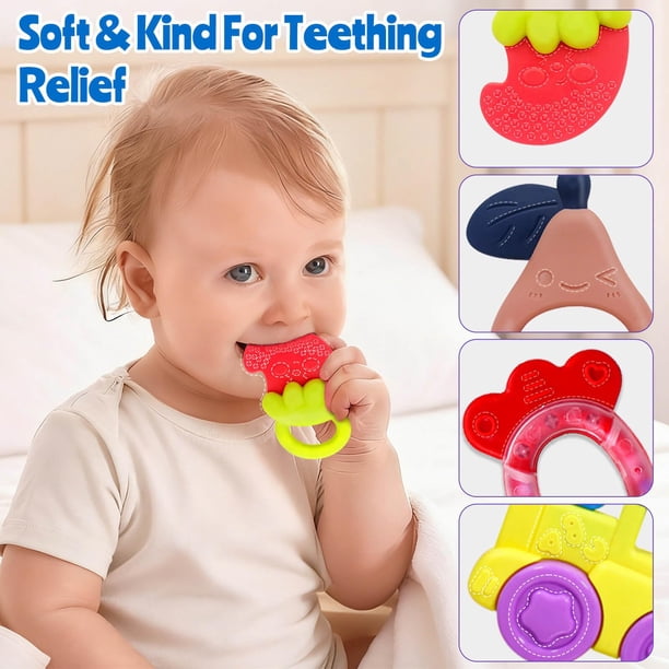 Juguetes para bebés, set de 14 piezas con sonajeros y mordederas, 0-12 meses
