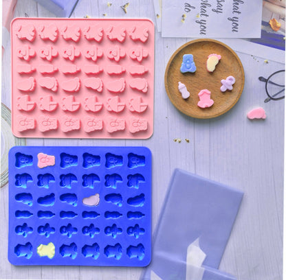 Set de 2 moldes de silicona, diseños para baby shower