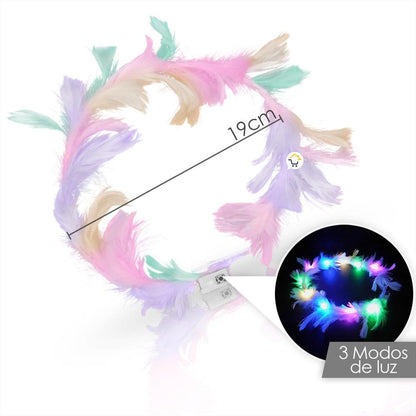 Paquete de coronas de plumas con luces LED, 45 uds