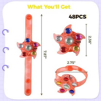 Pulseras giratorias con luz LED, 35 uds