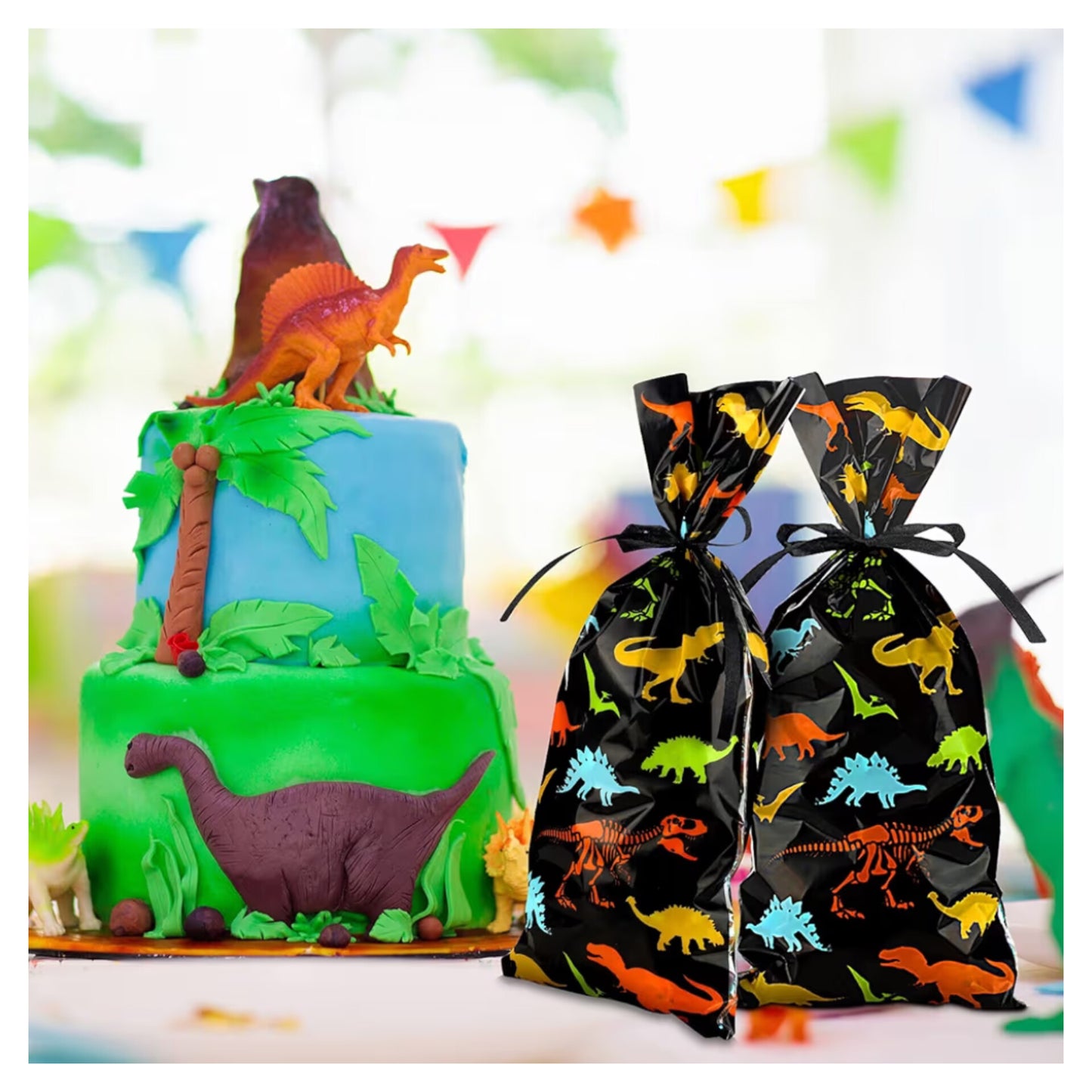 80 bolsas de plástico para dulces dinosaurio