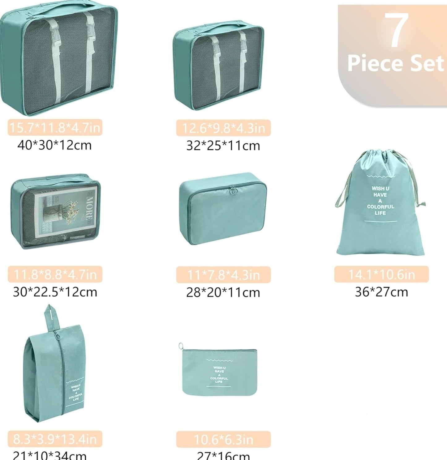 Juego de 7 organizadores de equipaje de viaje